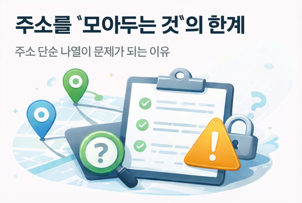 주소를 단순히 나열하는 방식이 갖는 한계와 그로 인해 발생하는 문제